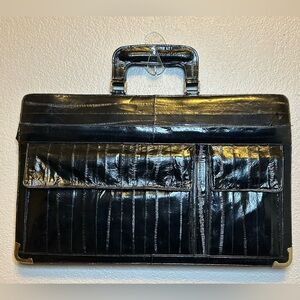 Vintage 1980s Sunco Genuine Eel Skin Briefcase Business Accessories Travel Bag